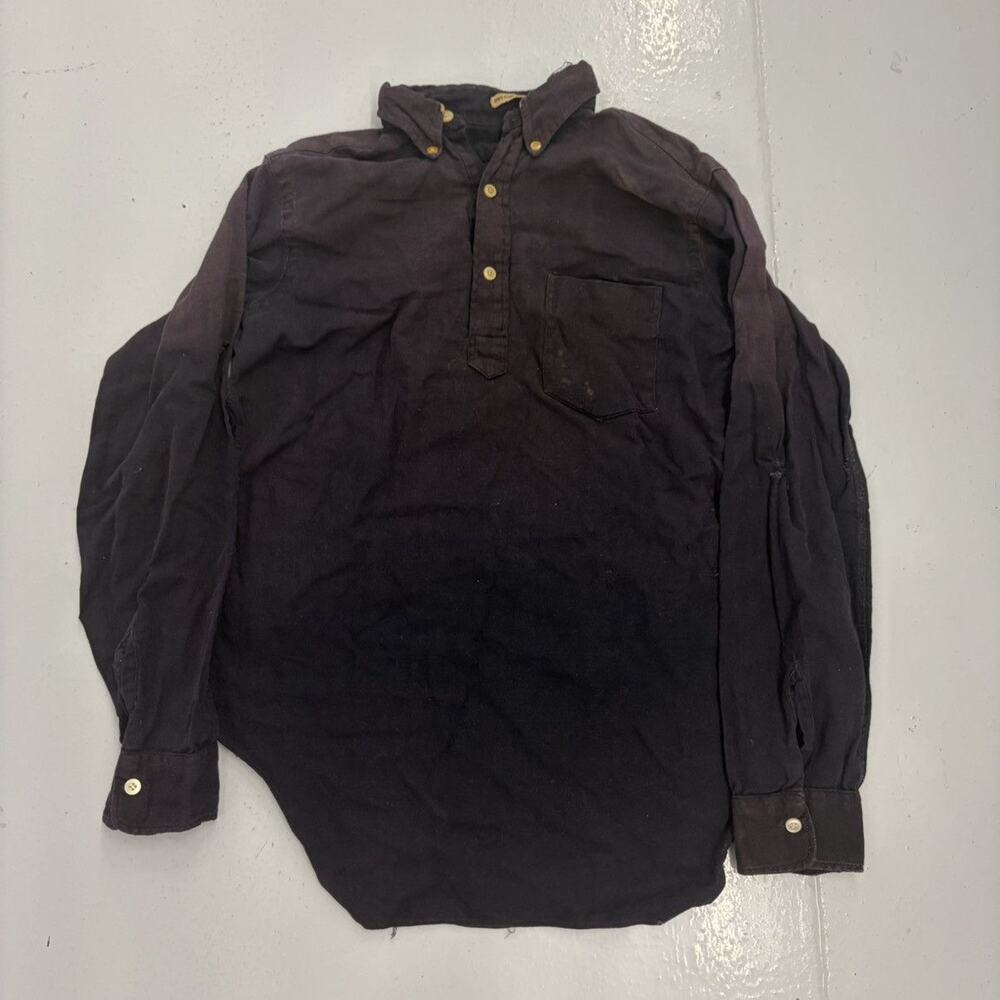 Vintage 60s Navy Faded Cotton 1/4 Collar Shirt